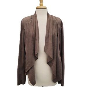 KUT From The Kloth Womens XL Brown Faux Suede Waterfall Cardigan Jacket